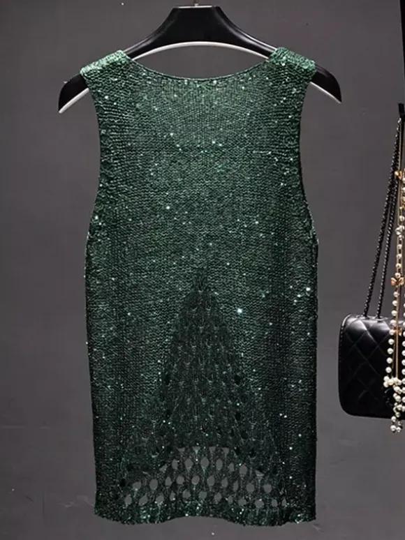 Clubwear Top Stylish Jewel Neck Nets Polyester Clothes