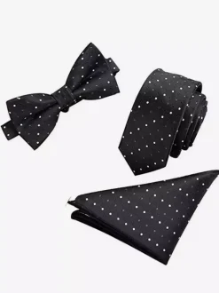 6cm Men's 3 Piece Set with Pocket Scarf and Tie and Bow Tie