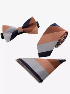 6cm Men's 3 Piece Set with Pocket Scarf and Tie and Bow Tie
