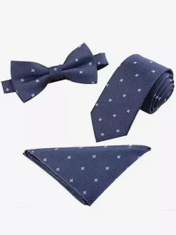 6cm Men's 3 Piece Set with Pocket Scarf and Tie and Bow Tie