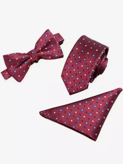 6cm Men's 3 Piece Set with Pocket Scarf and Tie and Bow Tie