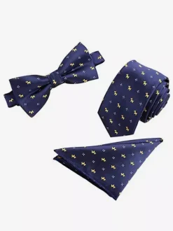 6cm Men's 3 Piece Set with Pocket Scarf and Tie and Bow Tie