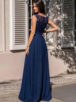 Cocktail Dress 2026 Glamour A-Line Floor-Length Illusion Neckline Lace Party Dresses