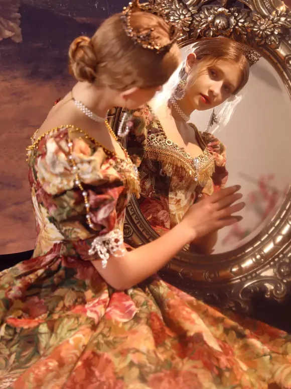 Coffee Brown Retro Tudor Dress Costumes Women's Polyester Dress Marie Antoinette Costume Euro-Style 18th Century Costume