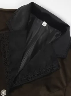 Coffee Brown Gothic women's mid-length coat autumn and winter fashion slim trench coat dark stand collar palace tuxedo