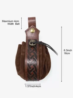 Coffee Brown Steampunk Costume Men's Accessory Grommets Money Bag Waist Bag