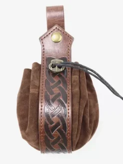 Coffee Brown Steampunk Costume Men's Accessory Grommets Money Bag Waist Bag