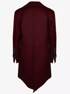 Coffee Brown Vintage Elegant Buckle Long Sleeves Polyester Overcoat Retro Costumes For Man Burgundy