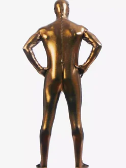 Coffee Brown Zentai Suit Adults Full Body Shiny Metallic Bodysuit for Men