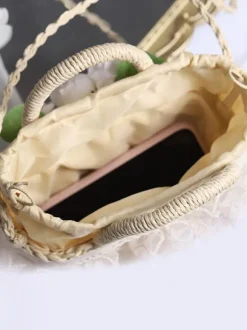Coffee Brown Lolita Handbag Polyester Lace Flowers Accessory Lolita Accessories