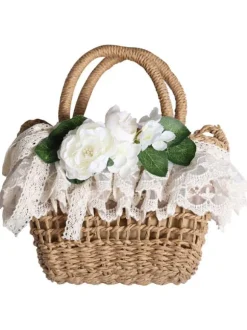 Coffee Brown Lolita Handbag Polyester Lace Flowers Accessory Lolita Accessories