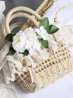 Coffee Brown Lolita Handbag Polyester Lace Flowers Accessory Lolita Accessories