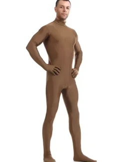 Coffee Brown Morph Suit Adults Bodysuit Lycra Spandex Catsuit for Men