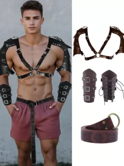 Coffee Brown Steampunk Costume Men's Accessory Grommets
