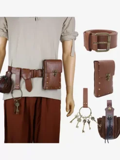 Coffee Brown Steampunk Costume Metal Details Vintage Men's Accessory