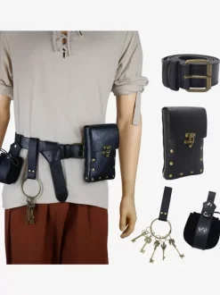 Coffee Brown Steampunk Costume Metal Details Vintage Men's Accessory