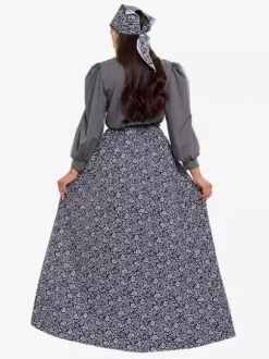 Colonial Costumes For Muslim Women Blouse And Floral Skirt 2-Piece Set Farm Retro Cosplay Costumes