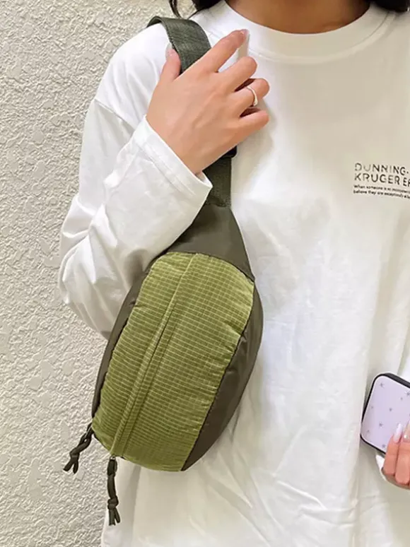 Color Block Lightweight Nylon Fanny Pack Adjustable Strap Crossbody Waist Bag Outdoor Travel Chest Purse