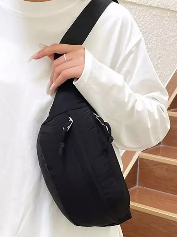 Color Block Lightweight Nylon Fanny Pack Adjustable Strap Crossbody Waist Bag Outdoor Travel Chest Purse