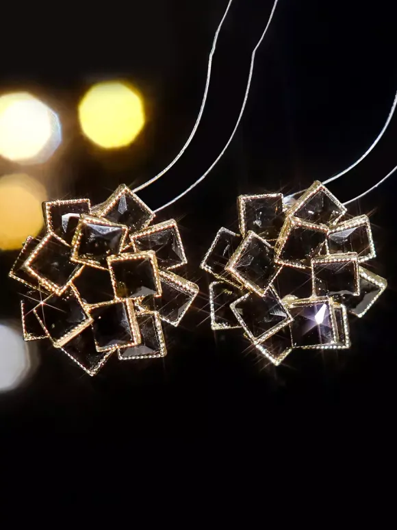 Colored Glass Flower Rhinestone Earrings For Women 2026