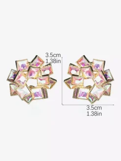 Colored Glass Flower Rhinestone Earrings For Women 2026