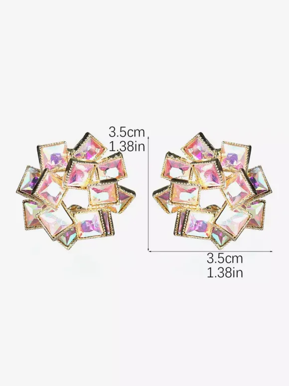 Colored Glass Flower Rhinestone Earrings For Women 2026