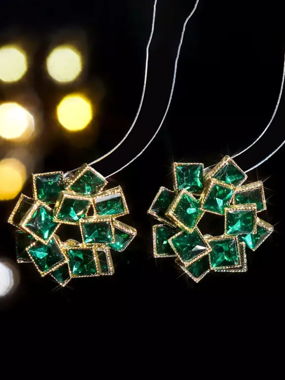 Colored Glass Flower Rhinestone Earrings For Women 2026