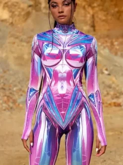 Colorful Printed Bodysuit Halloween Cosplay Costume Halloween Holiday Catsuits & Zentai