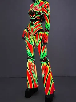 Colorful Printed Bodysuit High Elasticity Halloween Cosplay Costume Polyester Halloween Catsuits & Zentai