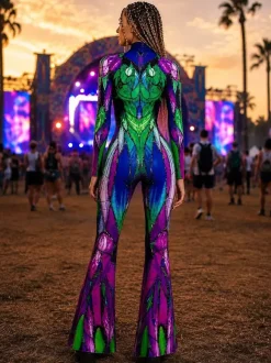 Colorful Printed Bodysuit High Elasticity Halloween Cosplay Costume Polyester Halloween Catsuits & Zentai