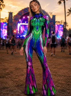 Colorful Printed Bodysuit High Elasticity Halloween Cosplay Costume Polyester Halloween Catsuits & Zentai