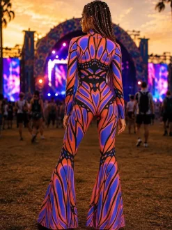 Colorful Printed Bodysuit Zentai Halloween Cosplay Costume Halloween Mardi Gras Catsuits & Zentai
