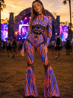 Colorful Printed Bodysuit Zentai Halloween Cosplay Costume Halloween Mardi Gras Catsuits & Zentai