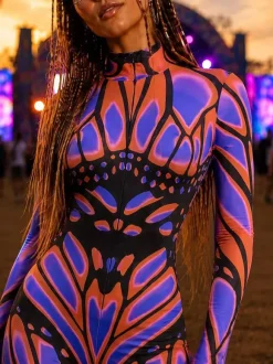 Colorful Printed Bodysuit Zentai Halloween Cosplay Costume Halloween Mardi Gras Catsuits & Zentai
