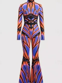 Colorful Printed Bodysuit Zentai Halloween Cosplay Costume Halloween Mardi Gras Catsuits & Zentai