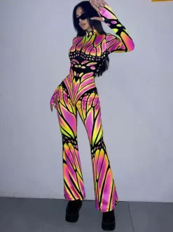 Colorful Printed Bodysuit Zentai Halloween Cosplay Costume Halloween Mardi Gras Catsuits & Zentai