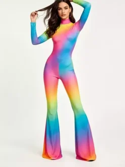 Colorful Printed Bodysuit Zentai Halloween Cosplay Costume Halloween Mardi Gras Catsuits & Zentai