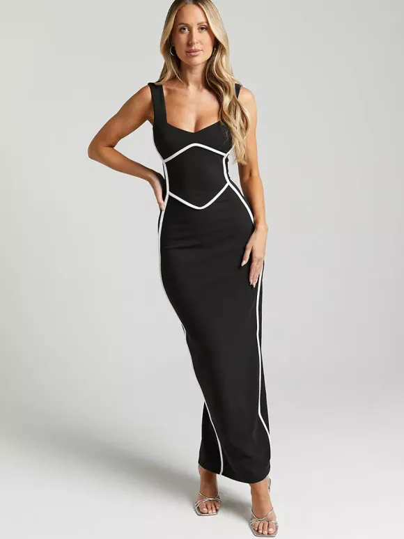 Contrast Color Bodycon Tank Long Dress For Summer 2026