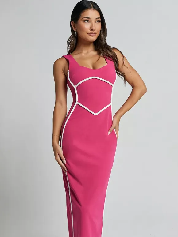 Contrast Color Bodycon Tank Long Dress For Summer 2026