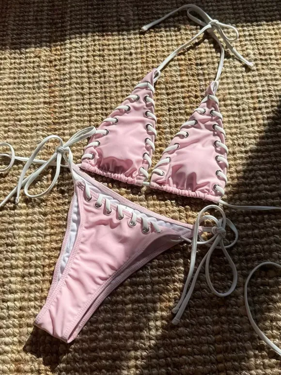 Contrast Color Sexy Halter Bikini For Summer 2026