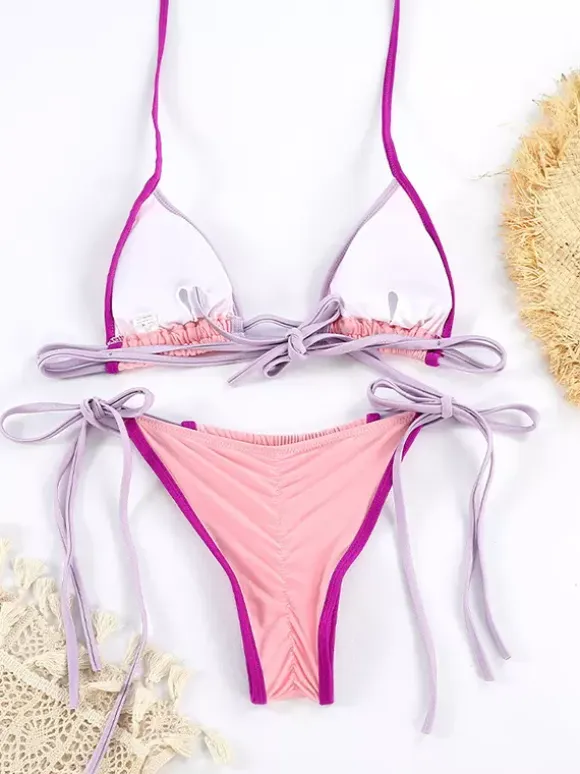 Contrast Color String Bikini Sexy Two Piece Swimwear For Summer 2026