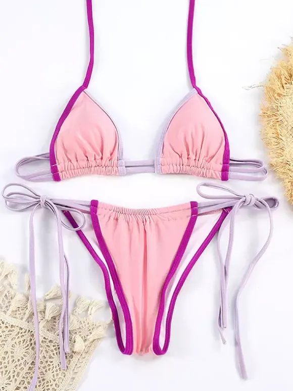 Contrast Color String Bikini Sexy Two Piece Swimwear For Summer 2026