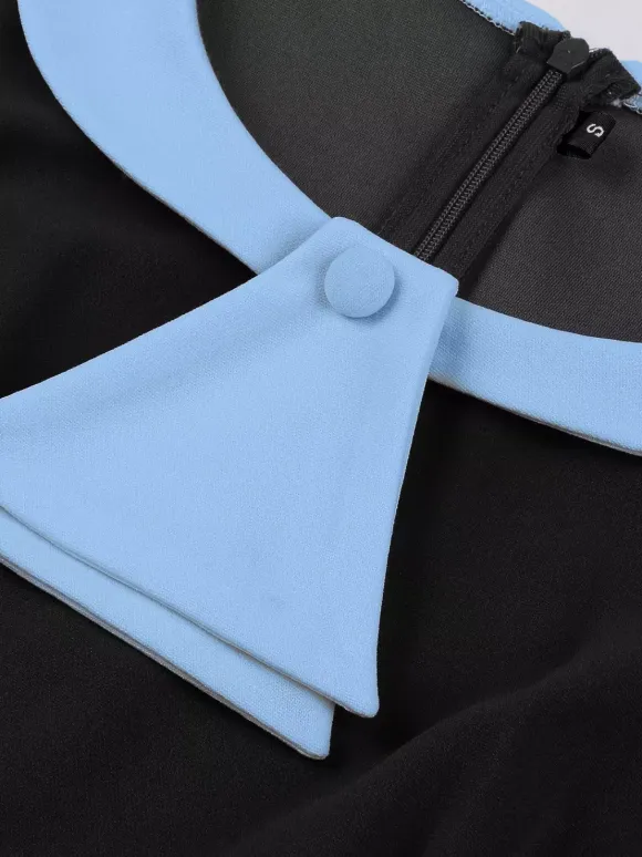 Contrast Peter Pan Collar A-line Summer Swing Midi Dress For Women 2026