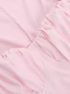 Coquette Bodycon Mini Dress For Women - Pastel Pink Long Sleeve Ruched Bust - Spring Brunch Date Night Outfits 2026