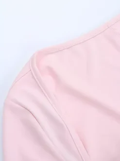 Coquette Bodycon Mini Dress For Women - Pastel Pink Long Sleeve Ruched Bust - Spring Brunch Date Night Outfits 2026