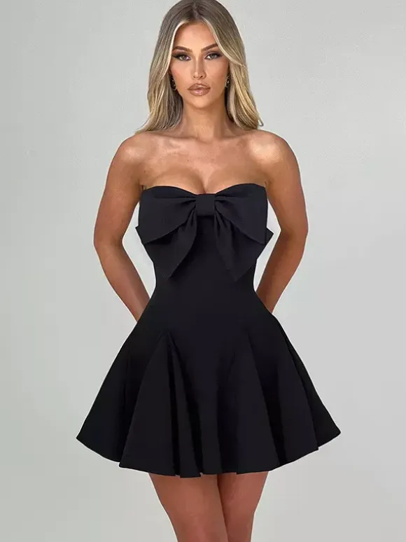 Coquette Bow Dress For Women - Strapless Sweetheart A Line Mini Dress - Summer Birthday Party 2026