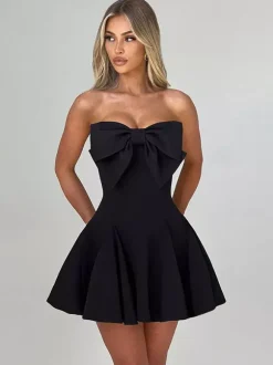 Coquette Bow Dress For Women - Strapless Sweetheart A Line Mini Dress - Summer Birthday Party 2026