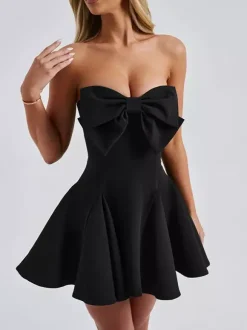 Coquette Bow Dress For Women - Strapless Sweetheart A Line Mini Dress - Summer Birthday Party 2026