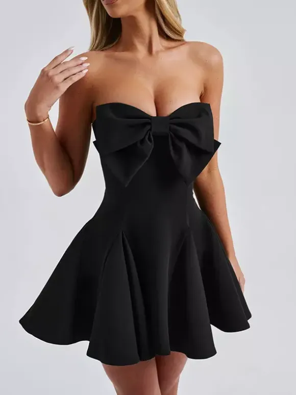 Coquette Bow Dress For Women - Strapless Sweetheart A Line Mini Dress - Summer Birthday Party 2026