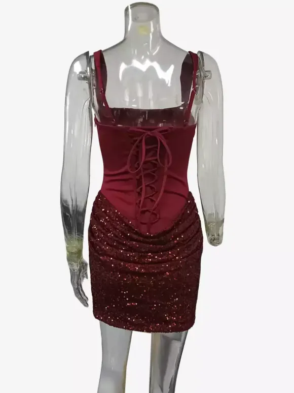 Corset Sequin Sleeveless Bodycon Mini Party Dress For Women 2026